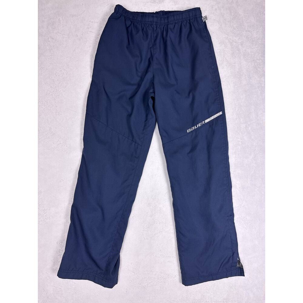Bauer Team Track Pants Mens XL Navy Blue Lined Hockey Warm Up Zip Ankles Shell